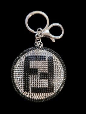 Sparkling Black & Silver FF Bag Charm Keychain